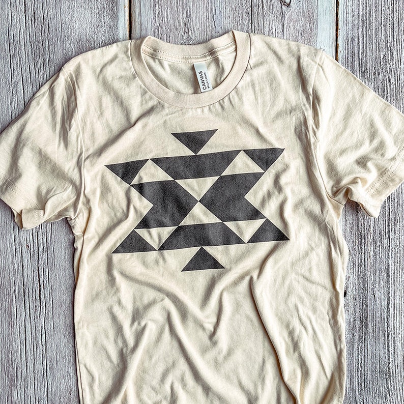 Geo / Southwest / Quilt Block Tee / Cotton T Shirt Soft Cream