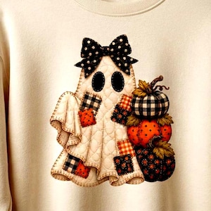 Ghost Halloween Ghost PNG, Floral Patchwork Ghost, Fall GhostPNG, Autumn Sublimation, Halloween PNG, Tis the Season