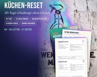 Sfida di pulizia della cucina in PDF | Programma di pulizia della cucina stampabile, pulizia delicata del forno | Lista di controllo per riorganizzare la cucina in 30 giorni