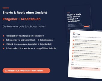 Pianificatore di contenuti per reel e cortometraggi | Guida + Quaderno di lavoro | Modelli di aggancio, pianificatore di scene, lista di controllo (PDF)