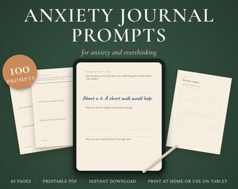 Spunti per il diario dell'ansia | Pensieri ossessivi notturni | 100 spunti stampabili | PDF immediato