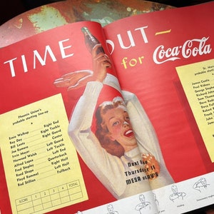 Vintage 1945 St Mary&#39;s Knights High School Football Game Programs Yearbook w Coca Cola Ads, Great 40s Graphics
