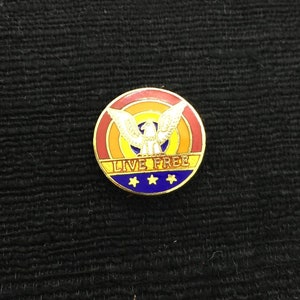 Vintage LIVE FREE Enamel Eagle Pin