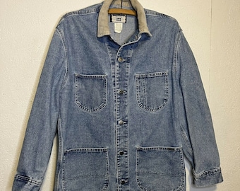 Chaqueta vaquera Lee vintage con remaches, estilo camionero, para trabajos pesados - Cuello de pana - Mediana larga