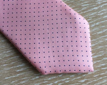 Vintage Pink & Black Polka Dot Silk Tie ~ Bert Pulitzer