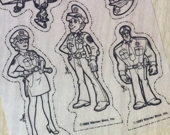 Vintage 1989 Police Academy Cartoon Shrinky Dinks Sheet