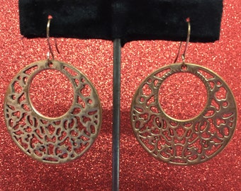 Vintage Filigree Copper Dangle Earrings