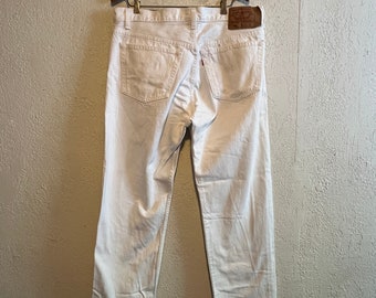 Vintage 1980s White Levis 501 Button Fly Jeans Made in USA