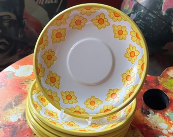 6x MIKASA Mexicana Guadalupe Ben Seibel 6" Saucer Plates Yellow 605 Japan