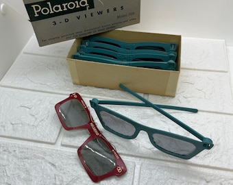 Vintage Polaroid 3D Viewers . 7 Pairs of 3D Glasses in Original 1940s Box + Clip on Cardboard Pair