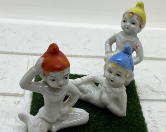 Set of 3 Vintage Ceramic Pixies, Elves, Imps ~ JAPAN