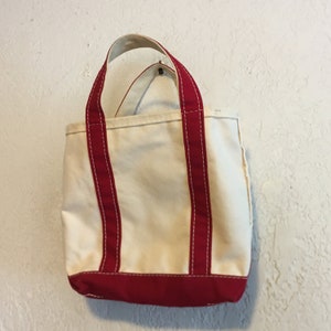 Vintage LL Bean Small Boat And Tote Bag Green and Cream 10”x10”