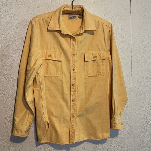 Vintage L.L. Bean Butter Yellow Cotton Flannel Women's Shirt . L