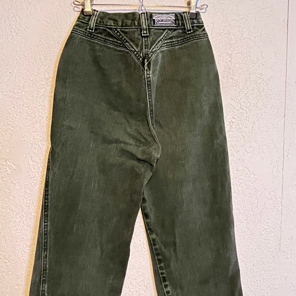 Vintage Rockies High Waist Western Mom Jeans w Green Wash