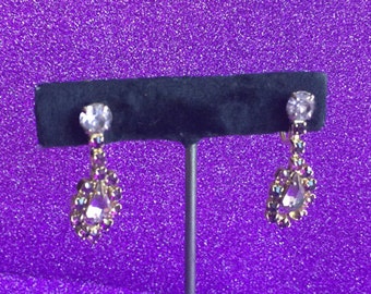 Vintage Purple Rhinestone Drop Earrings