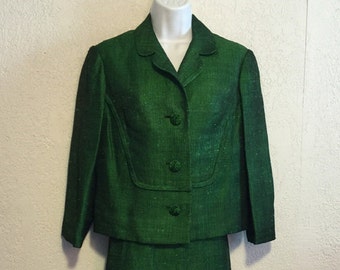 Vintage Emerald Green 1950s Skirt Suit