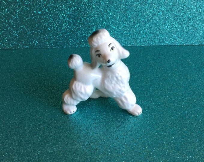 Vintage Mini Ceramic Poodle Figurine Etsy