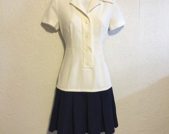 Vintage 1960s Dress ~ Dropwaist w. Pleated Mini Skirt