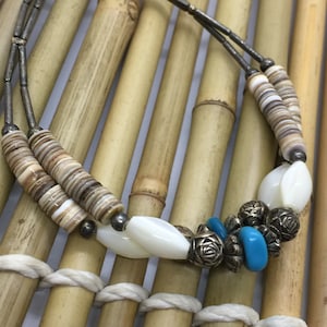 Vintage Puka Shell & Turquoise Surfer Bracelet
