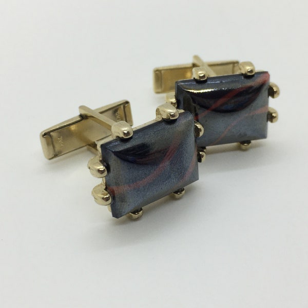 Vintage Jaspilite, Hematite & Red Quartz Cuff Links