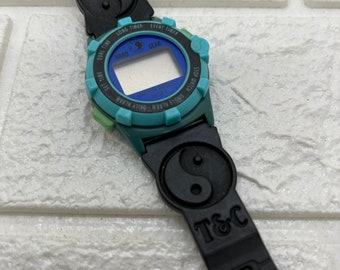 Vintage T&C Town And Country Surf Designs Heavy Duty Diver's Watch YinYang Band