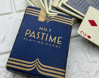 Pastime No. 7 Vintage 1930s Playing Cards Deck in Box