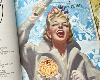 Vintage 1945 St Mary's Knights High School Football Game Programs Yearbook w Coca Cola Ads, Great 40s Graphics