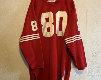 Vintage San Francisco 49ers Jerry Rice #80 Mitchell & Ness Throwback Long Sleeve Jersey Shirt Size 54