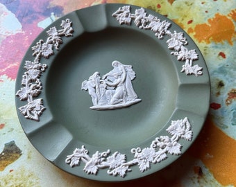 Vintage Wedgewood Green Jasperware Ashtray