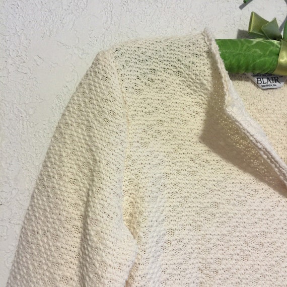 Textured Cream Vintage Pullover Boho Top - image 3