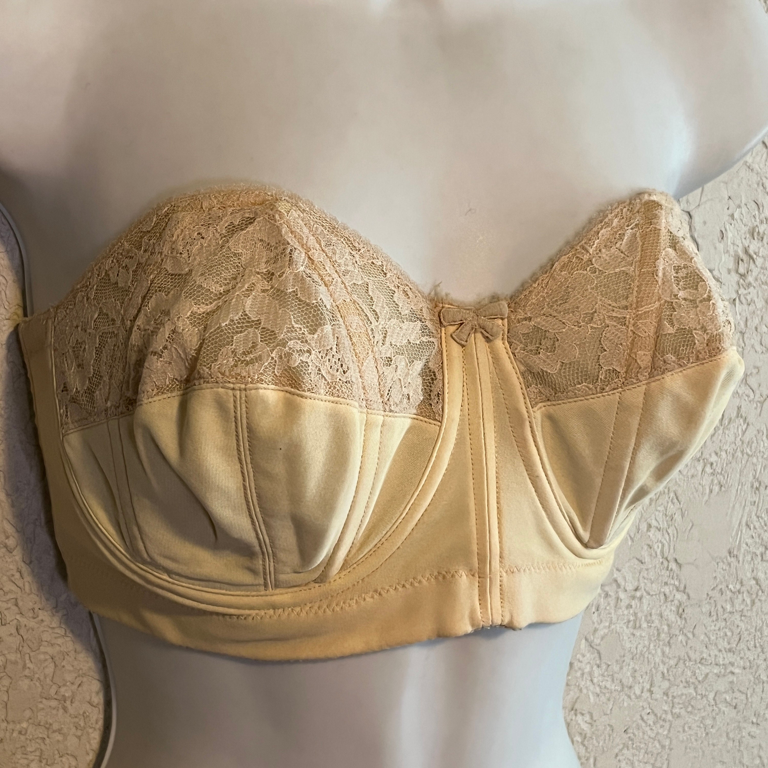 Vintage La Perla Sand Silk and Tulle Formed Bra, Size 36B 10117 