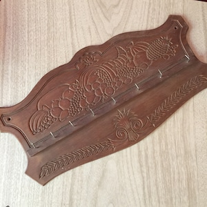 Vintage Kitchen Utensil Hook Wall Hanging . Carved Wood Cornucopia