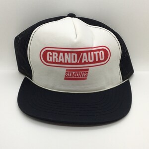 vintage Grand Auto Foam & Mesh Rope Snapback Trucker Farmer Hat Cap