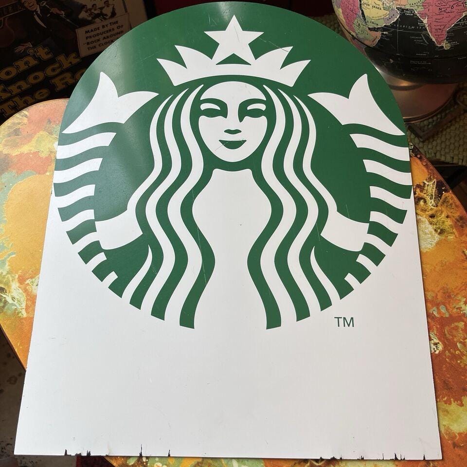 Starbucks Coffee Mermaid Logo Sign 17.5” Tall Advertising Display