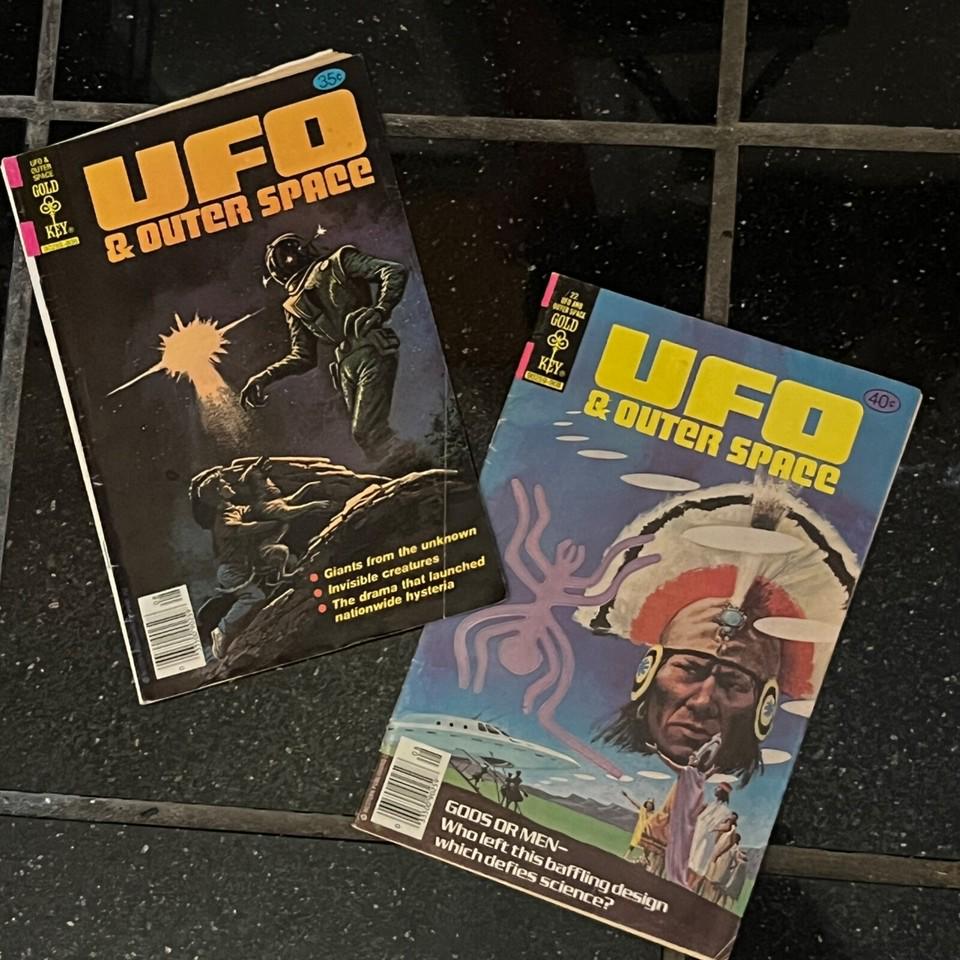 2x UFO & Outer Space Gold Key Vintage Scifi Comics Lot ~ Vintage