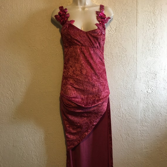 90s pink velvet dress Vintage 90s Y2K Purple Velvet Chain Strap Party Dress main image 1