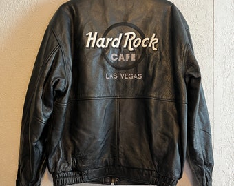 Hard Rock Hotel ジャケット M 黒 Hard Rock Cafe Las Vegas Vintage Black Leather Bomber Jacket