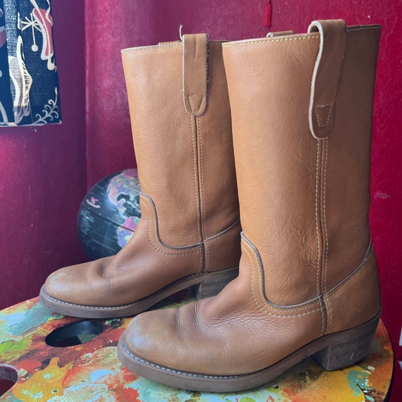 Worn Vintage Tan Leather Landis Boots - image 1