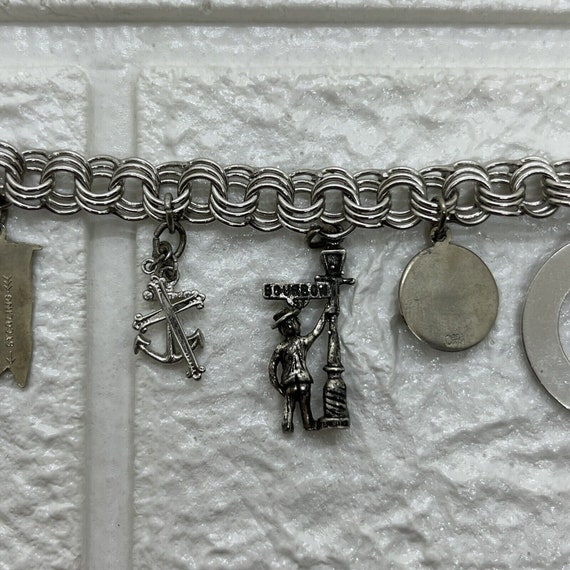 Vintage Sterling Silver CHARM BRACELET w 8 Charms… - image 6