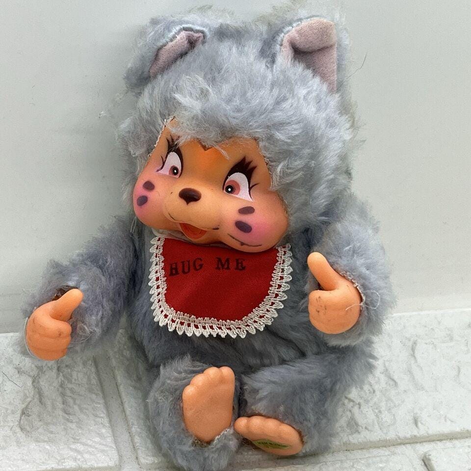 Vintage 70s/80s Nyamy Cat Monchhichi Clone Thumbsucker Plush 7