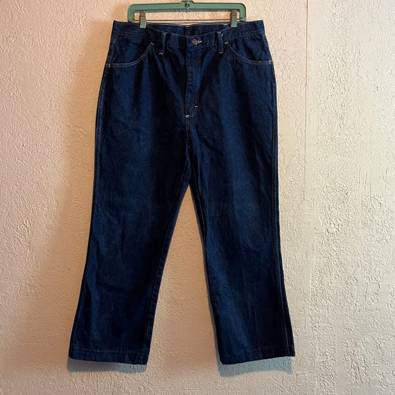 Vintage 1970s Maverick Jeans . Wide Leg Dark Blue… - image 4