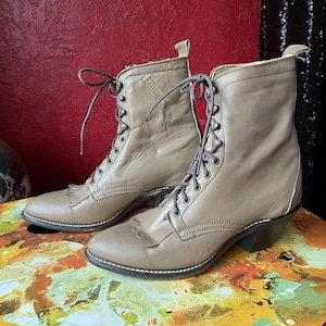 Laredo Boots Women's 7.5M Brown Leather Cowgirl Distressed Worn Western Vintage USA