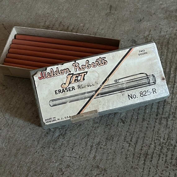 Vintage Erasers ~ 15 Boxed Weldon Roberts Jet Erasers Refills No
