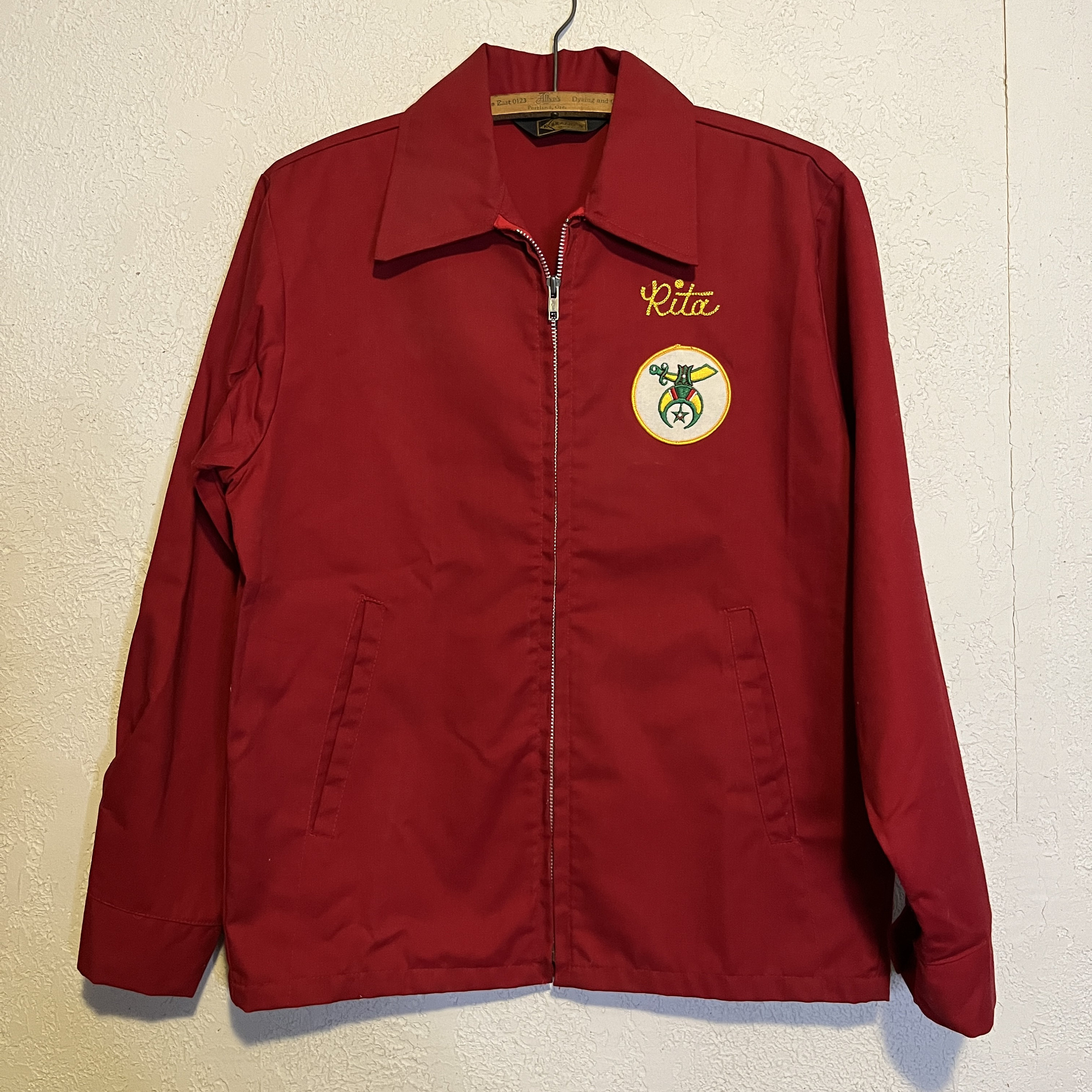 Vintage Shriners Red Windbreaker Jacket W. Chainstitch