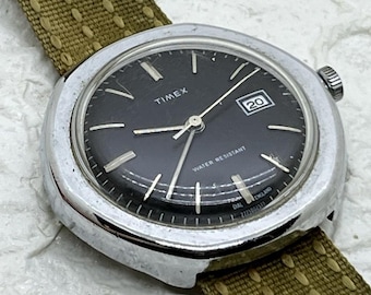 Vintage 1977 Men’s Timex Marlin 38MM Mechanical Date Watch 2775002577 ~ As-Is Condition