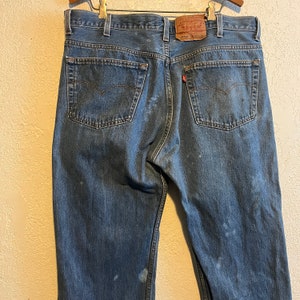 Vintage 80s/90s Levi&#39;s 501 xx . Bleachy Distressed, Made in USA . Actual Size 38&quot; x 33&quot;