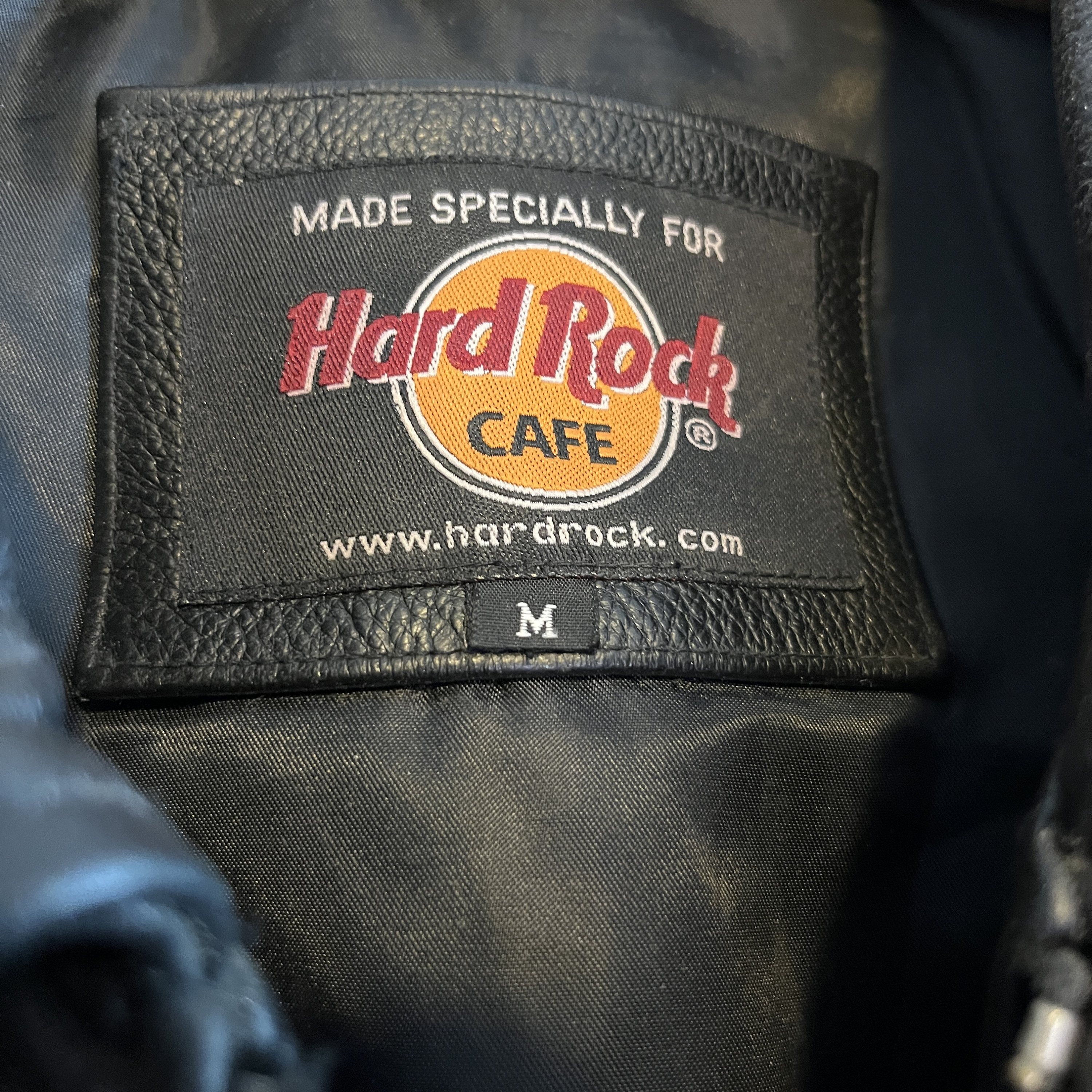 Hard Rock Cafe Las Vegas Vintage Black Leather Bomber Jacket