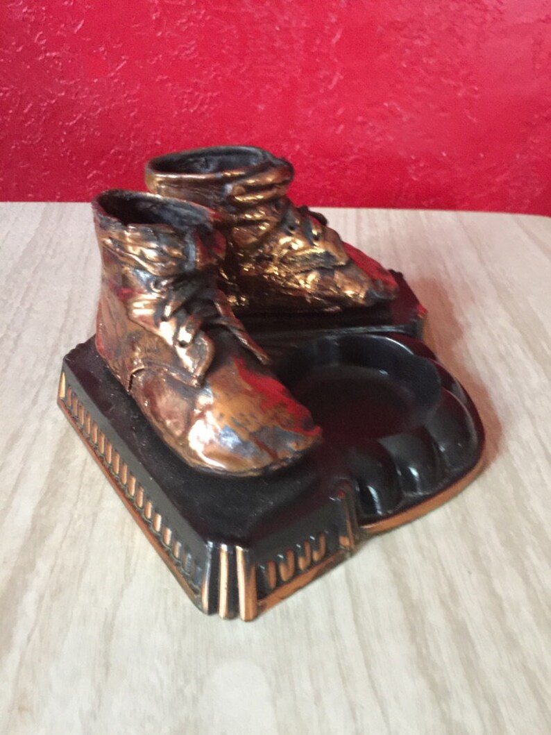 Art Deco Bronzed Baby Shoe Copper Ashtray