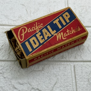 Vintage Ideal Tip Pacific-lucifers LEGE luciferdoosje uit het midden van de eeuw, Tacoma Washington