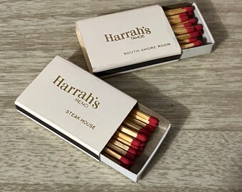 Harrah's Tahoe & Reno Vintage Wooden Matches, Matchboxes . Retro Hotel Advertising